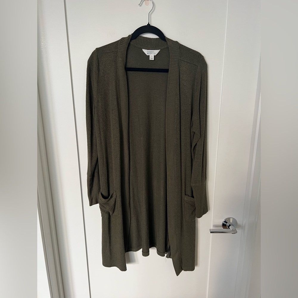 Market & Spruce Green Cardigan Sweater Open Front
